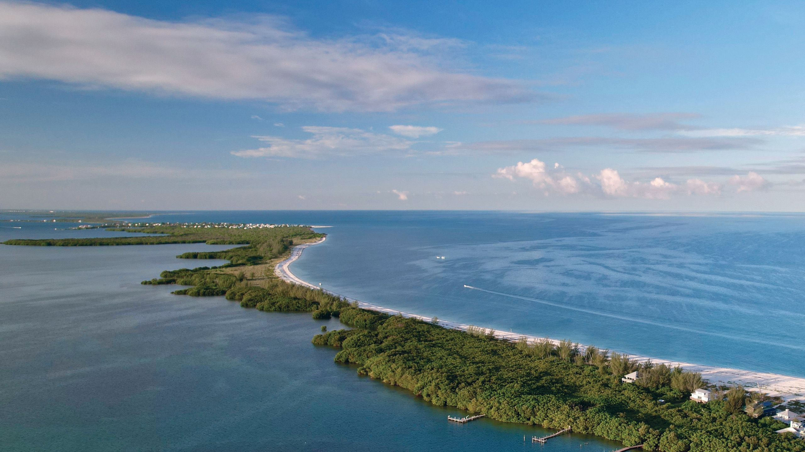 arial shot of a barrier island