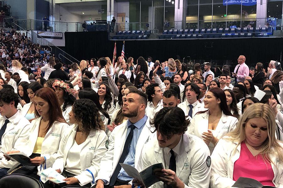crowd shot of graduates at pinning ceremony